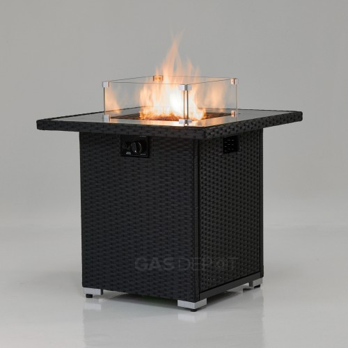 REALGLOW Coreglass Rattan Gas Fire Pit 13KW in Black