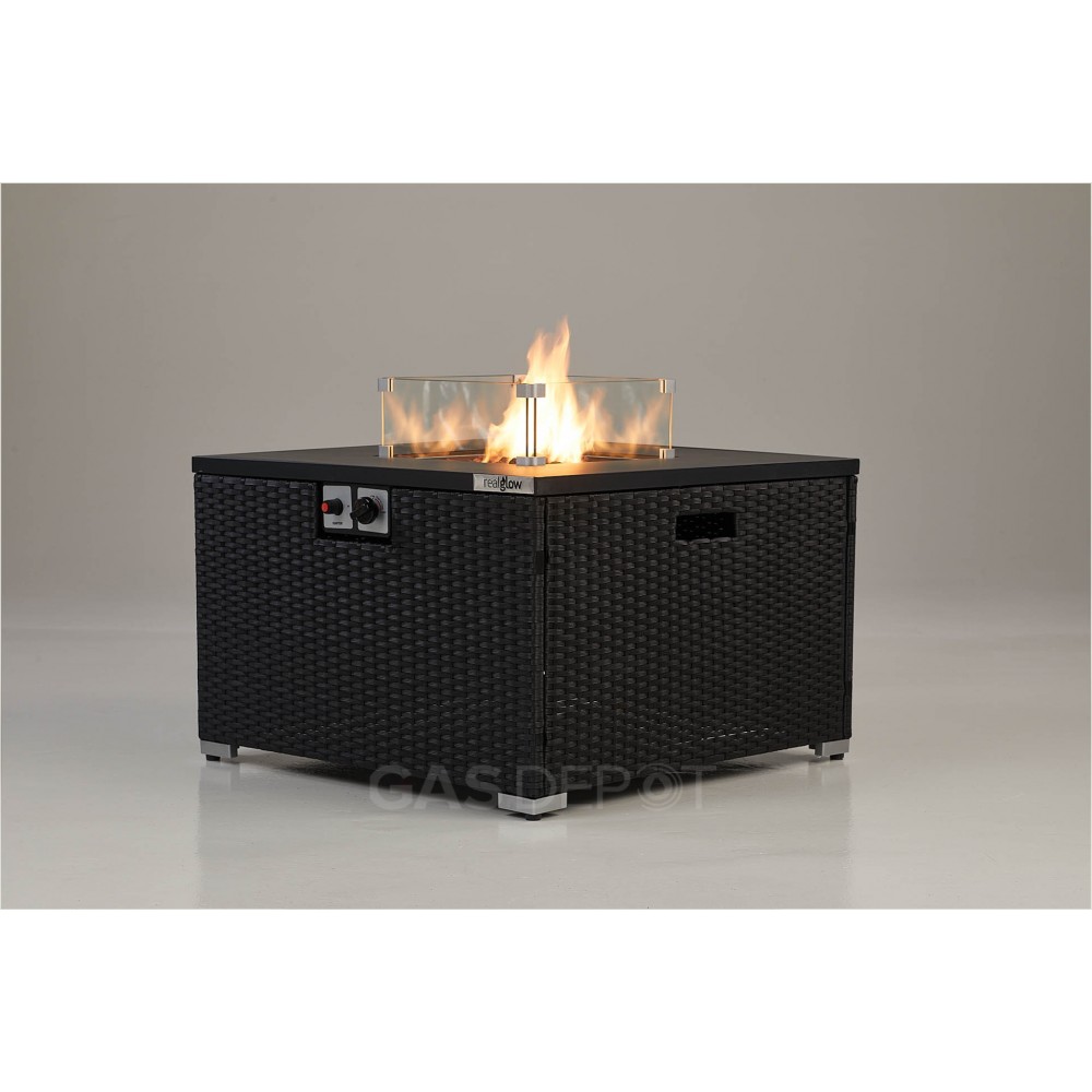 Black round gas clearance fire pit